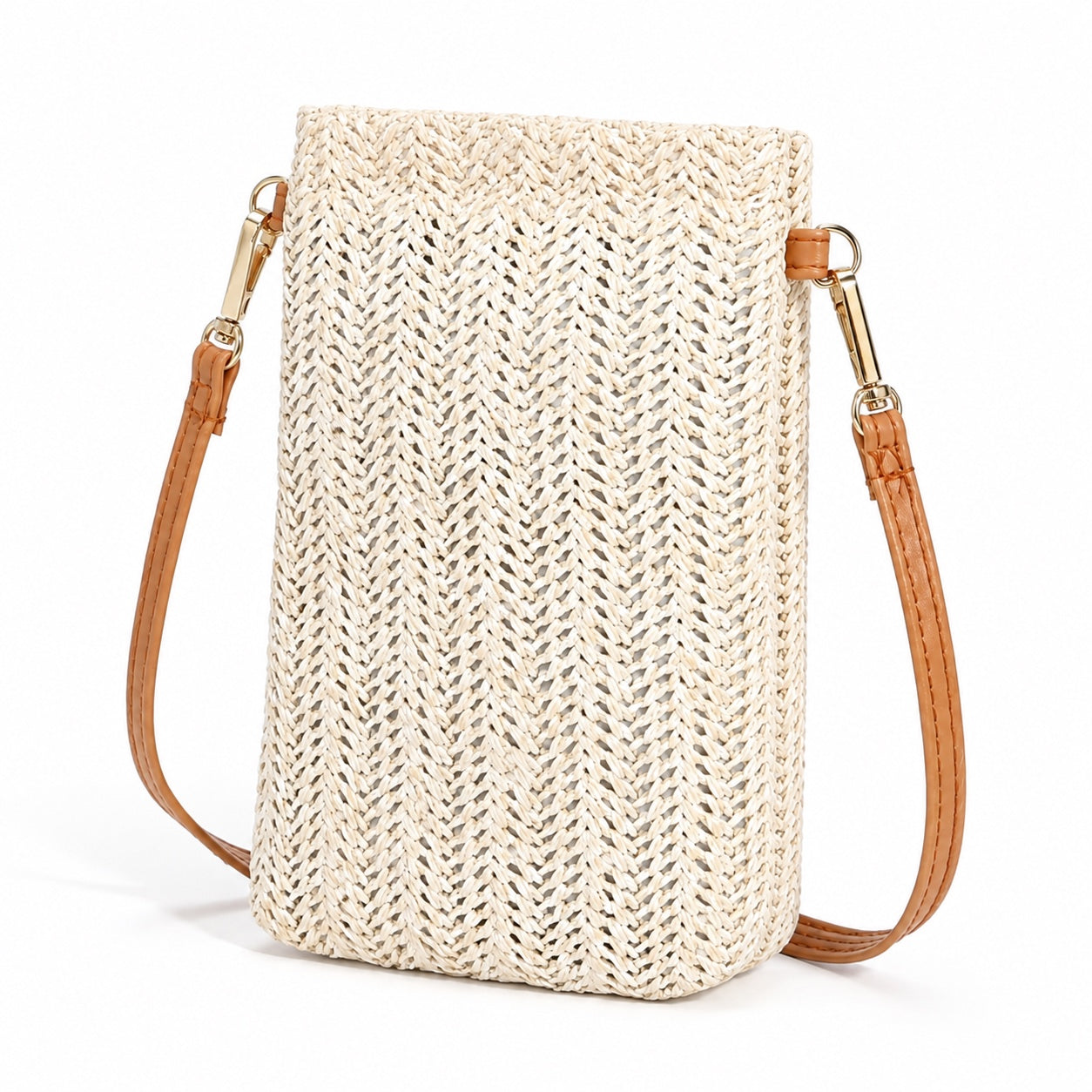Soller - Straw Clutch, three-quarter front view
