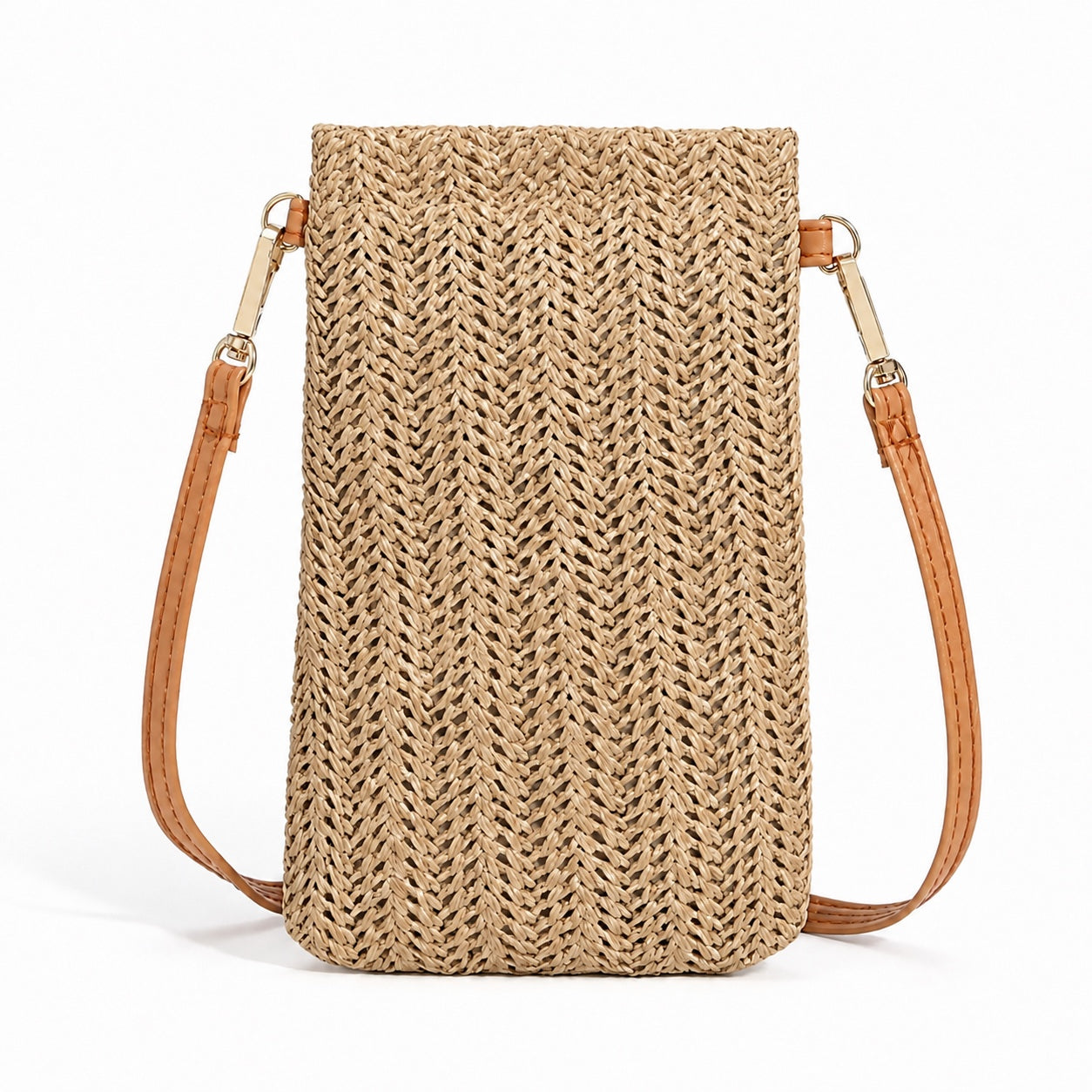 Soller - Straw Clutch in Beige, front view
