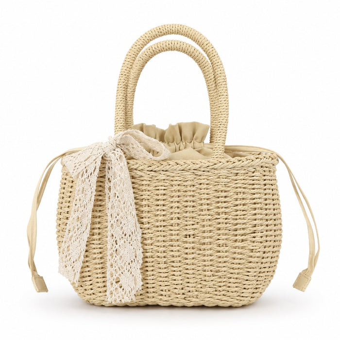 Solta - Rattan Crossbody Bag, front view on white background