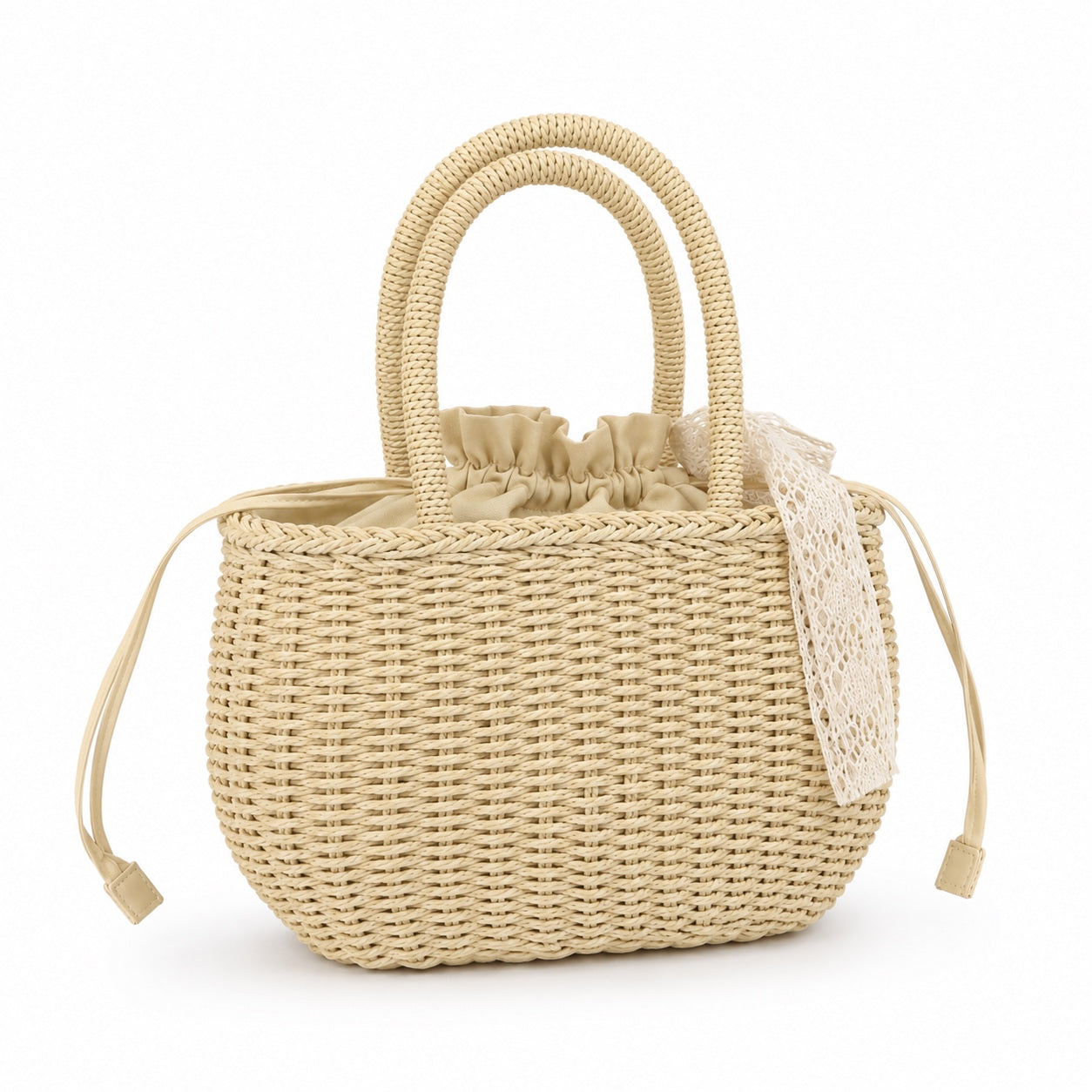 Solta - Rattan Crossbody Bag, three-quarter back view