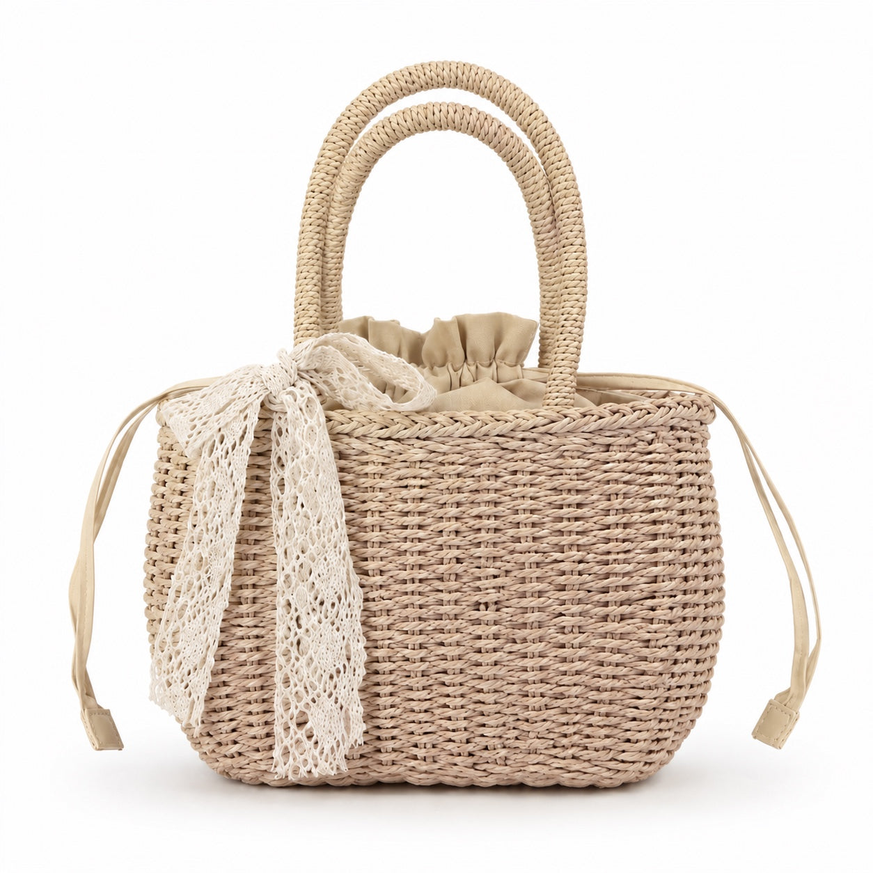 Solta - Rattan Crossbody Bag in Beige, front view