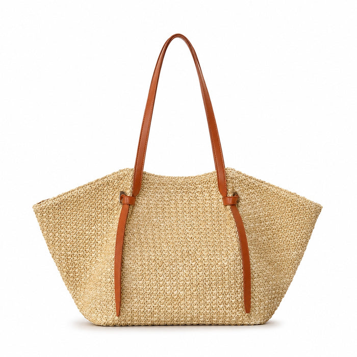 Sorrento - Straw Tote Bag, front view on white background
