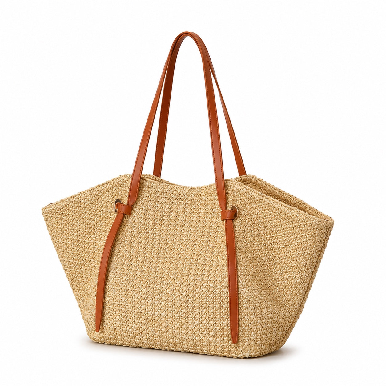 Sorrento - Straw Tote Bag, three-quarter front view