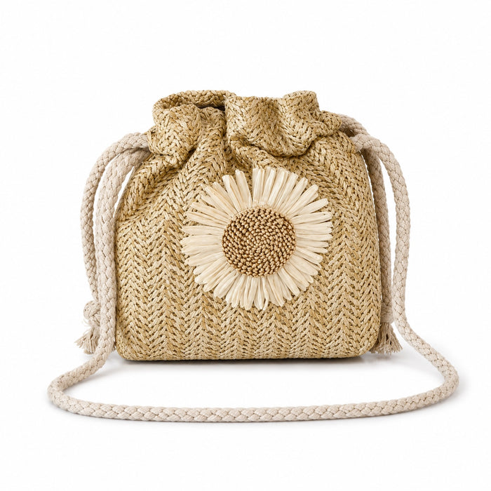 Spetses - Straw Clutch, front view on white background