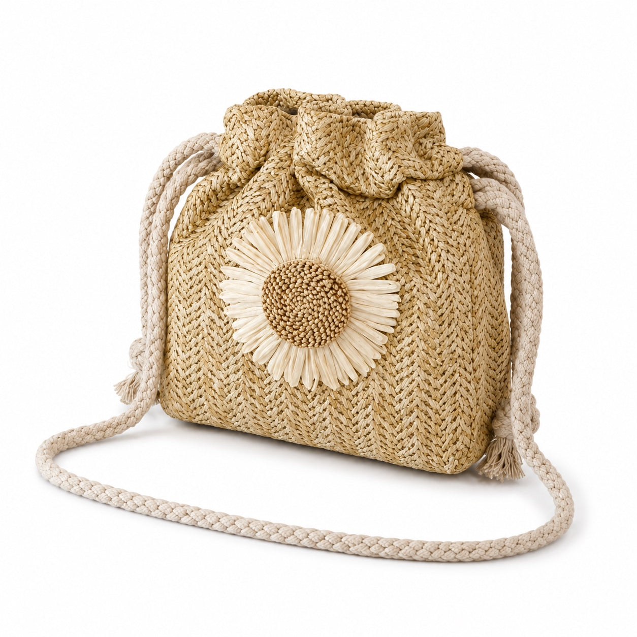 Spetses - Straw Clutch, three-quarter front view