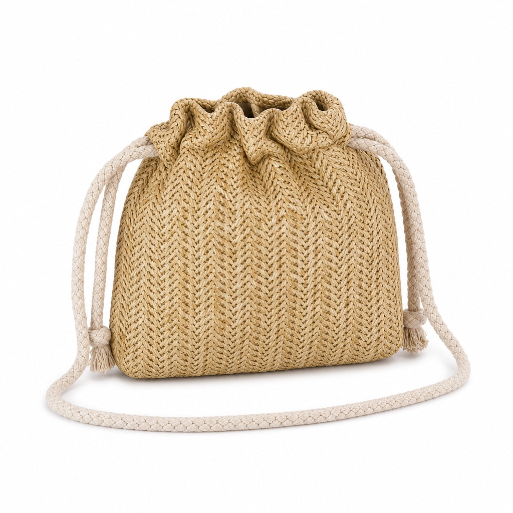 Spetses - Straw Clutch, three-quarter back view