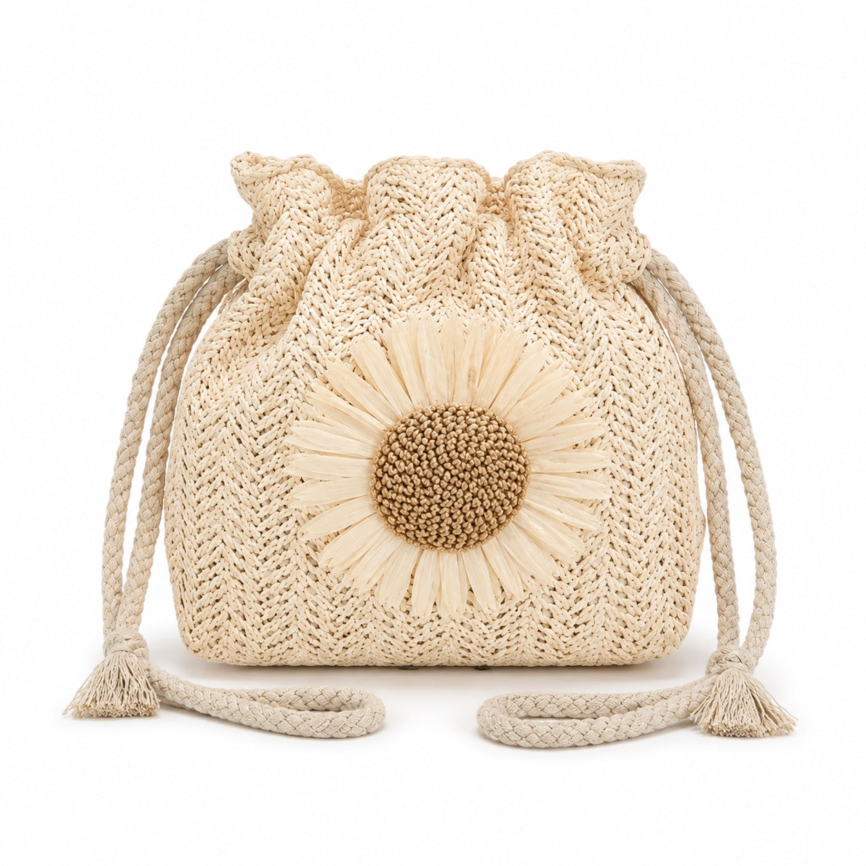 Spetses - Straw Clutch in WHITE, front view