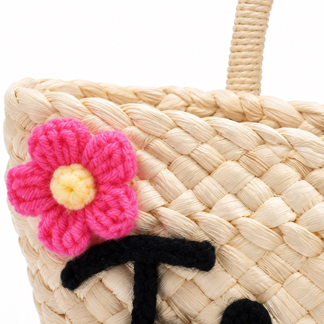 Split - Straw Bucket Bag, close-up material detail