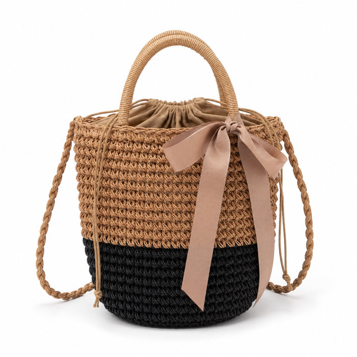 Stintino - Straw Crossbody Bag, front view on white background
