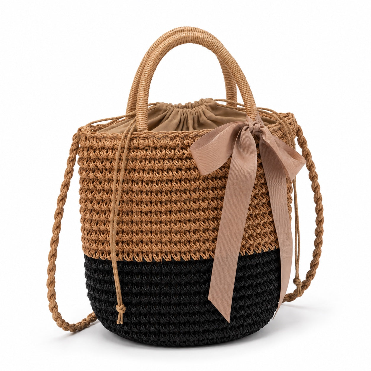 Stintino - Straw Crossbody Bag, three-quarter front view
