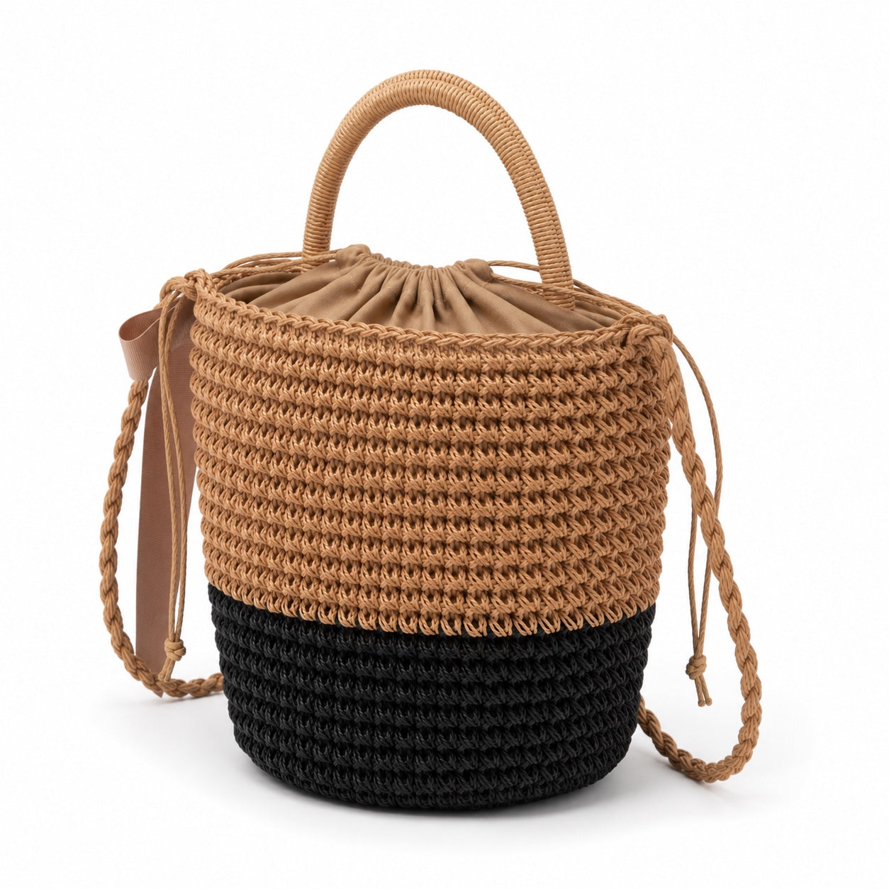 Stintino - Straw Crossbody Bag, three-quarter back view