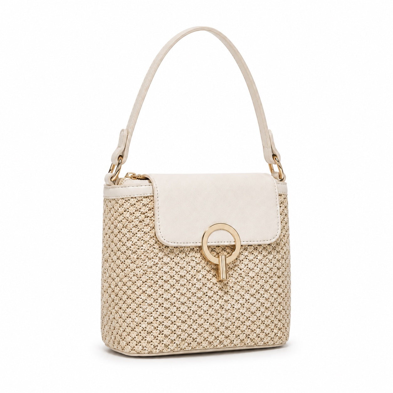 Sveti - Straw Crossbody Bag, three-quarter front view