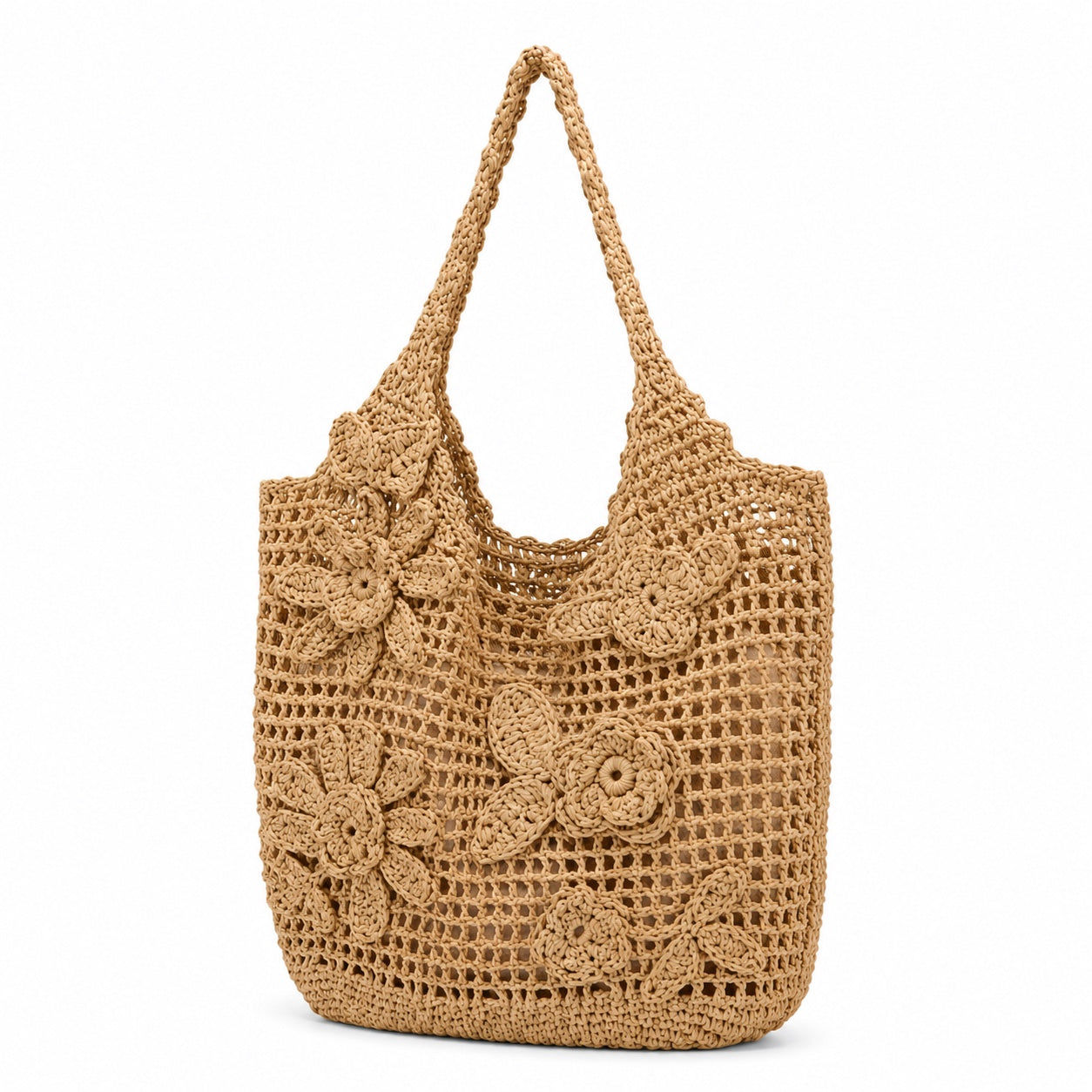 Syros - Woven Beach Tote, three-quarter front view