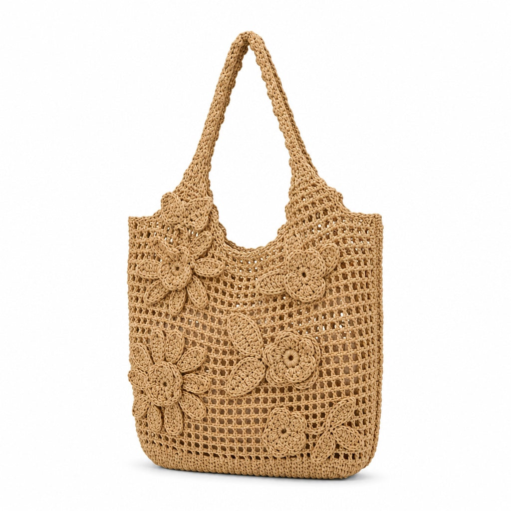Syros - Woven Beach Tote, three-quarter back view