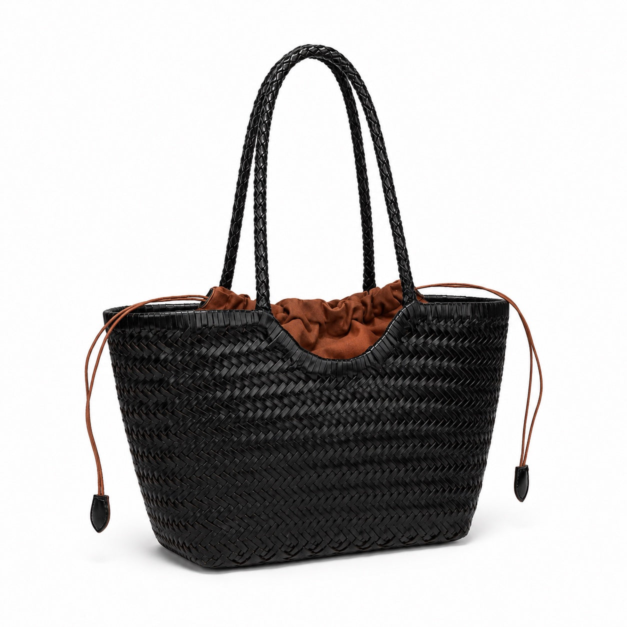 Tamariu - Straw Bucket Bag, three-quarter front view