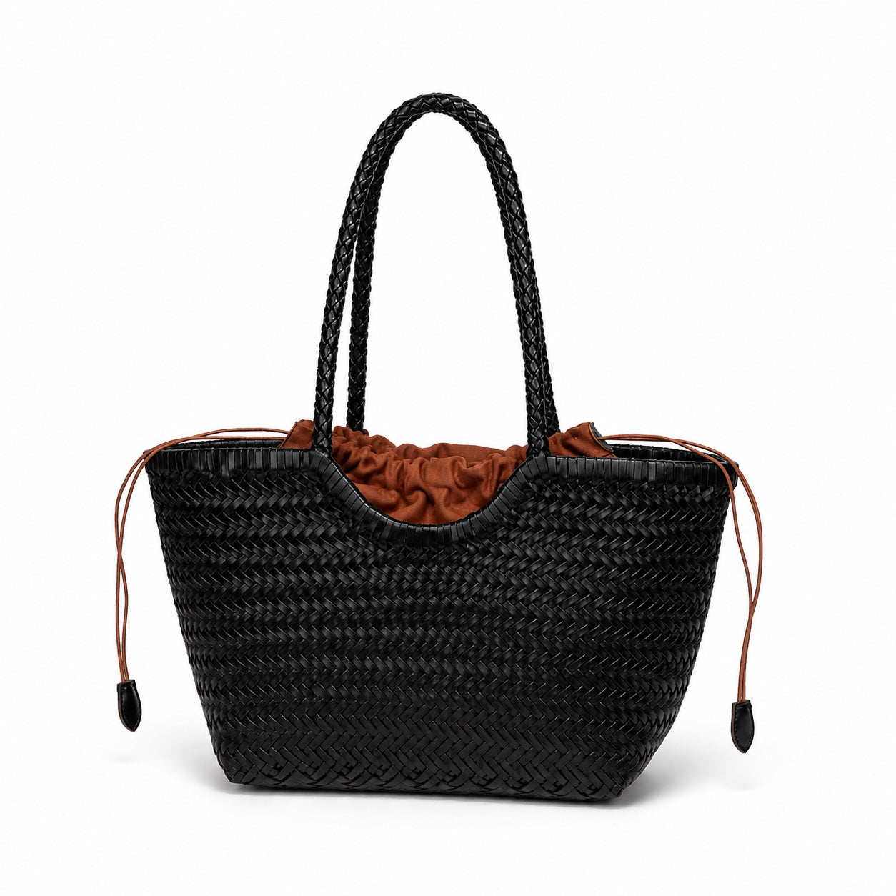 Tamariu - Straw Bucket Bag, three-quarter back view