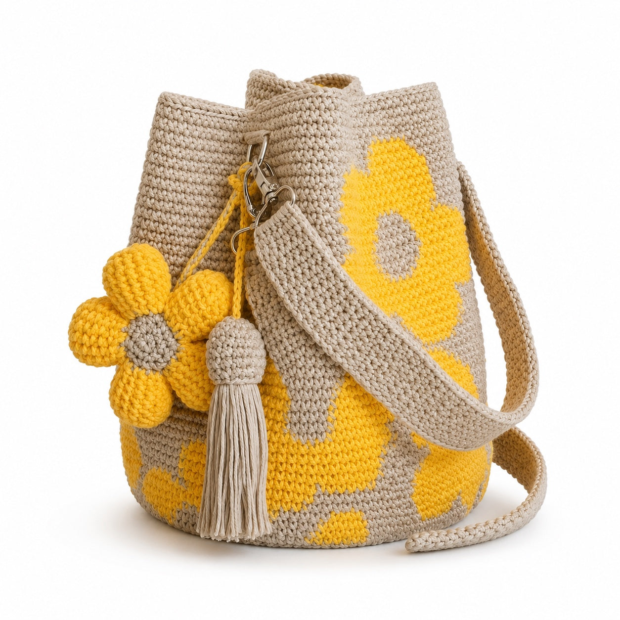 Taormina - Crochet Tote Bag, three-quarter front view