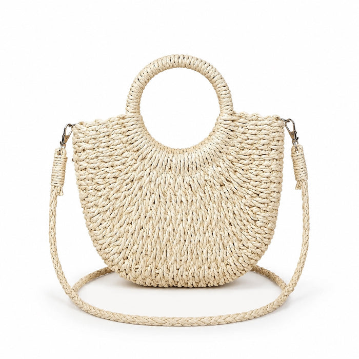 Tharros - Rattan Crossbody Bag, front view on white background