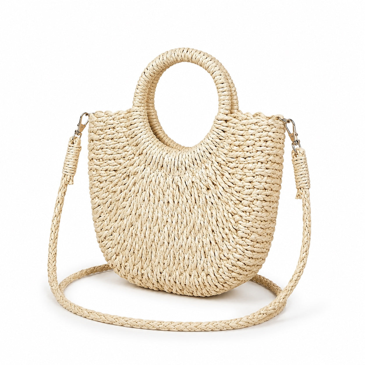 Tharros - Rattan Crossbody Bag, three-quarter front view