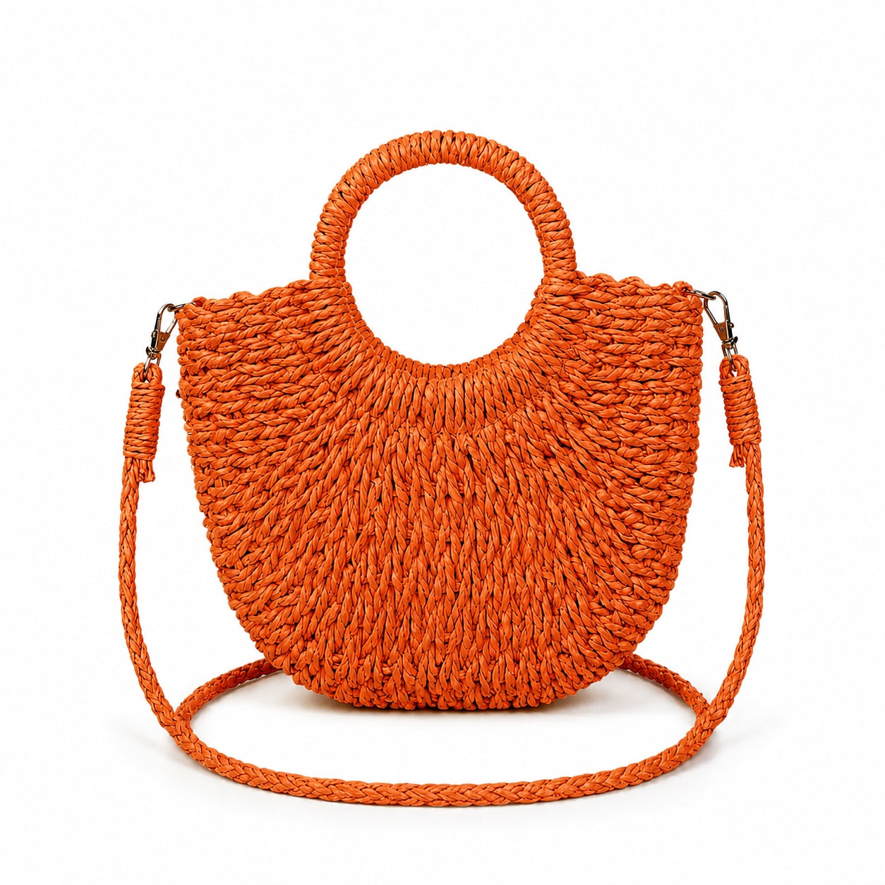 Tharros - Rattan Crossbody Bag in orange, front view