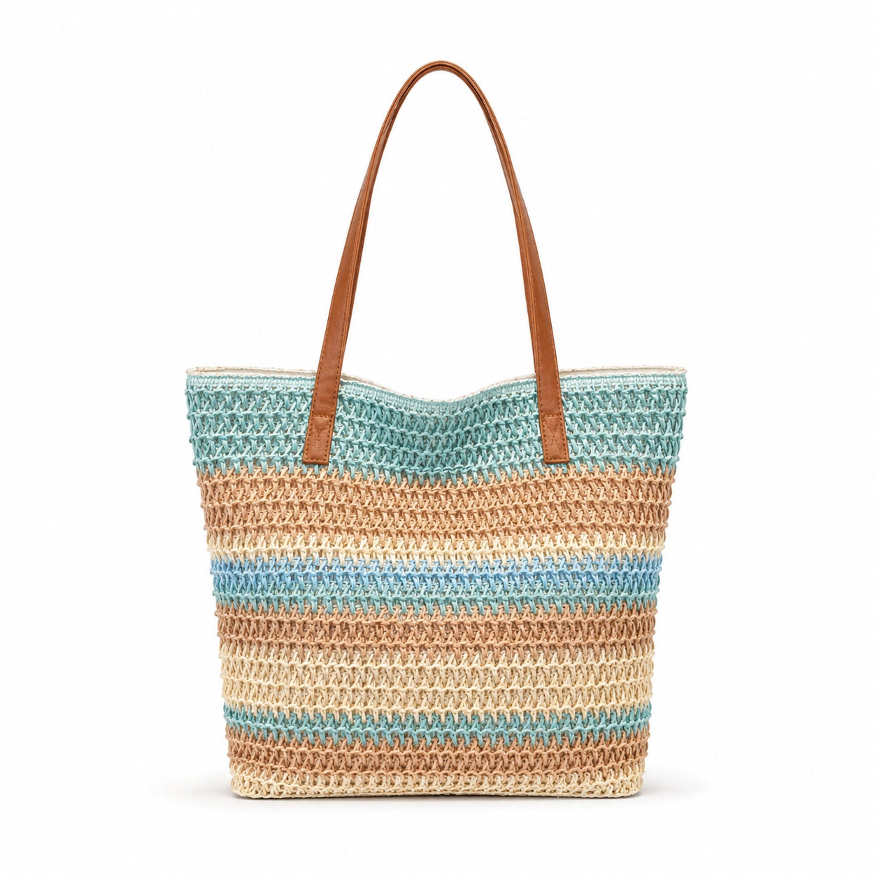 Tinos - Straw Beach Tote, front view on white background