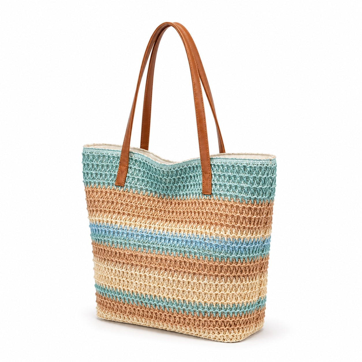 Tinos - Straw Beach Tote, three-quarter front view