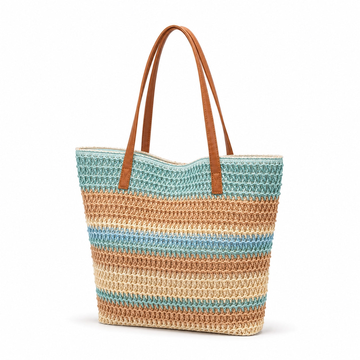 Tinos - Straw Beach Tote, three-quarter back view
