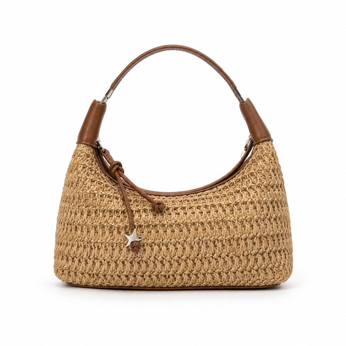 Trani - Straw Shoulder Bag, front view on white background
