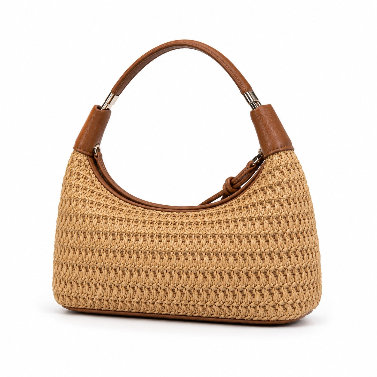 Trani - Straw Shoulder Bag, three-quarter back view