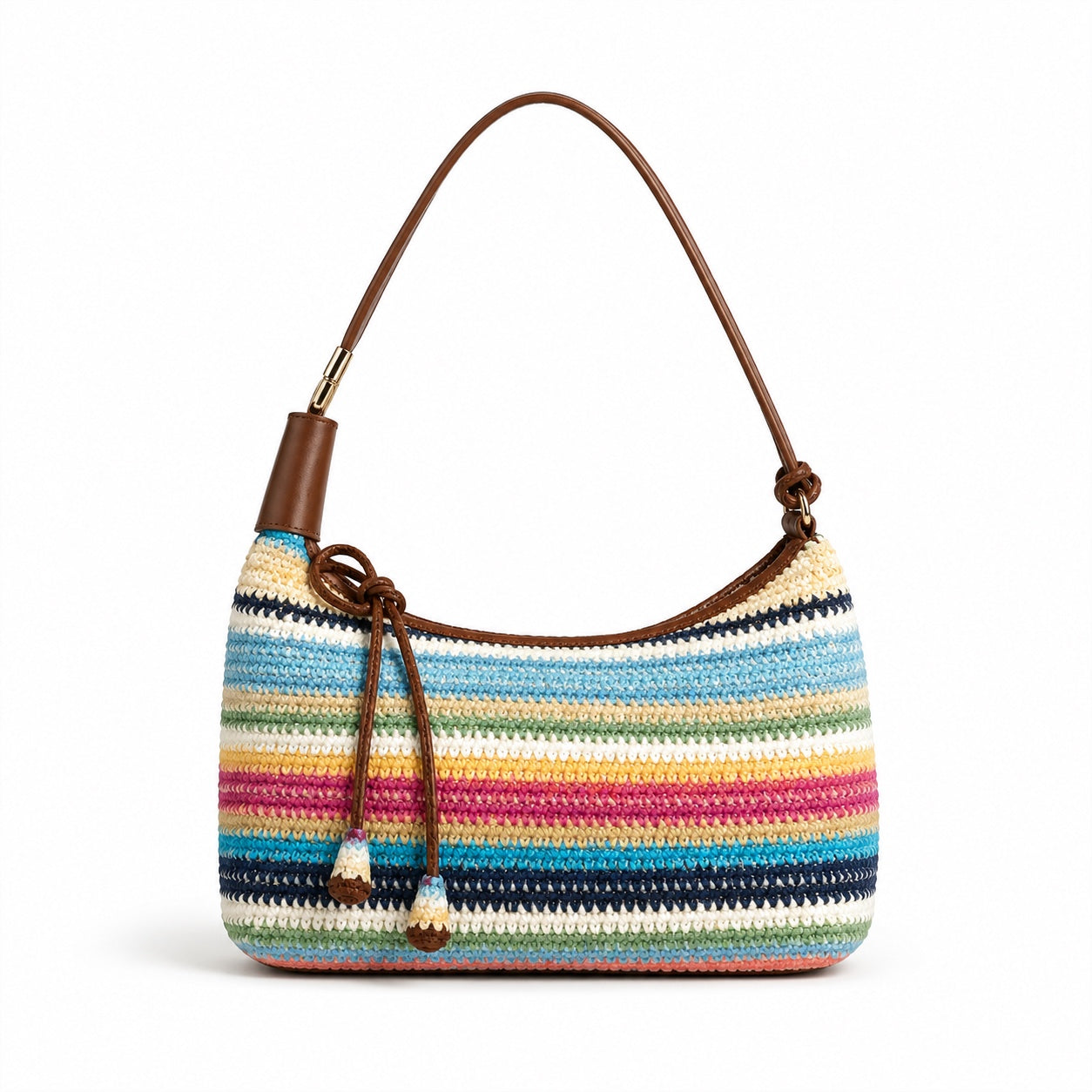 Trani - Straw Shoulder Bag in color, front view