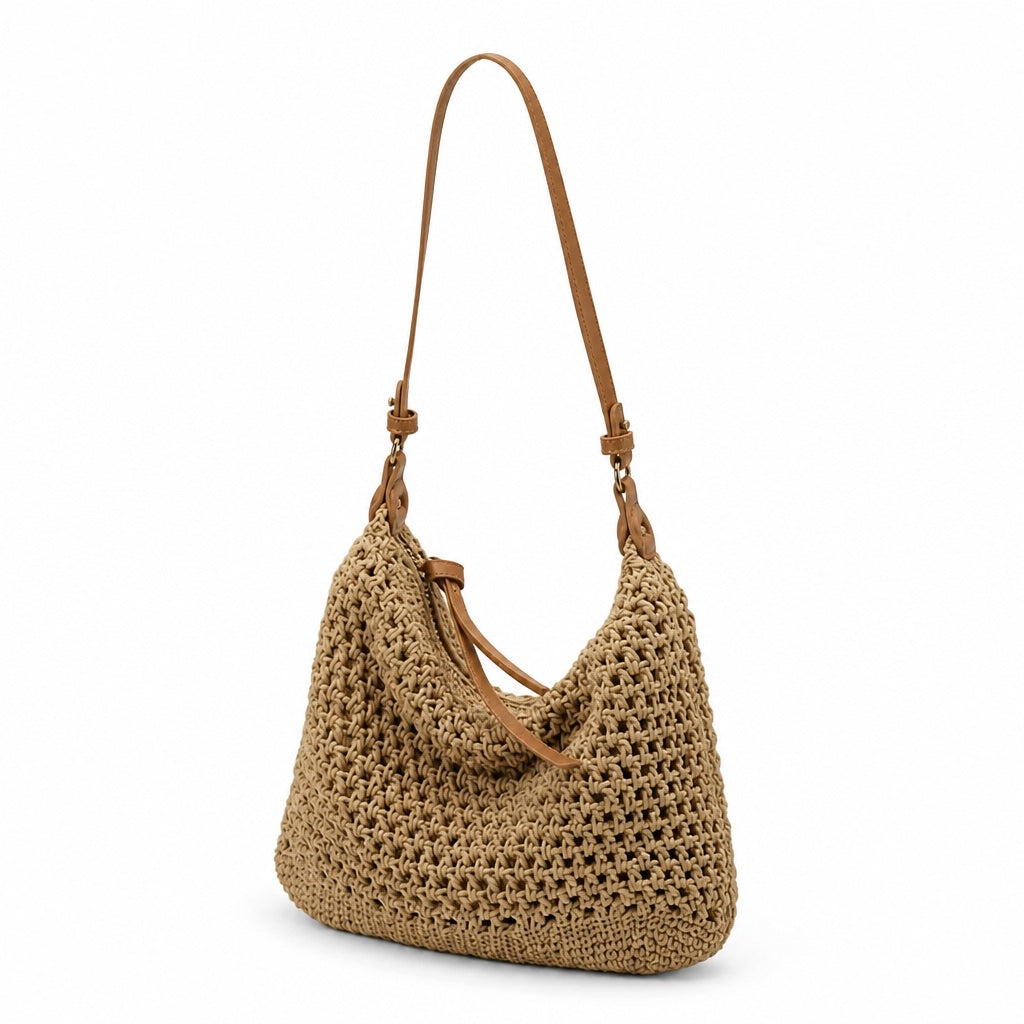 Tropea - Straw Crossbody Bag, three-quarter front view