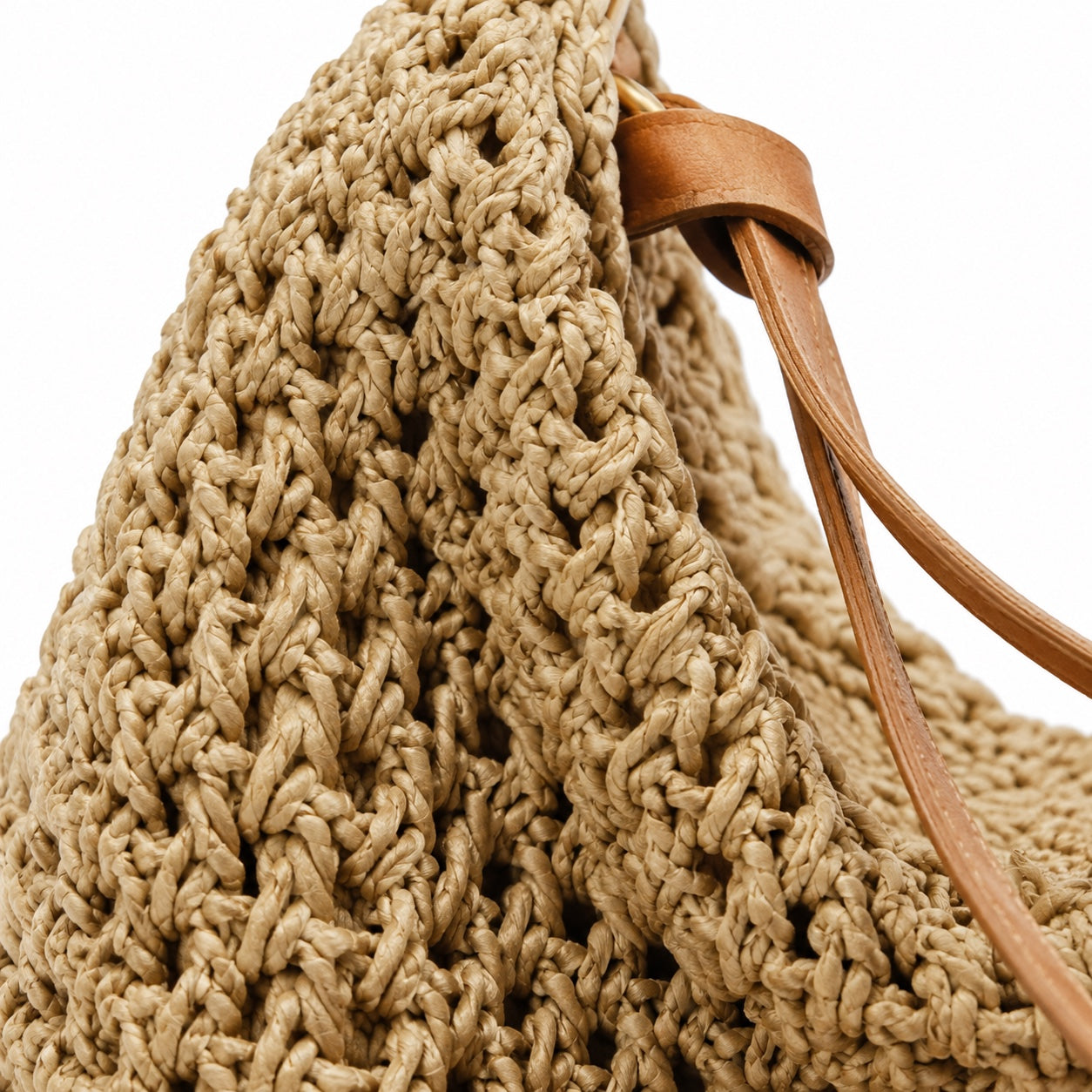 Tropea - Straw Crossbody Bag, close-up material detail