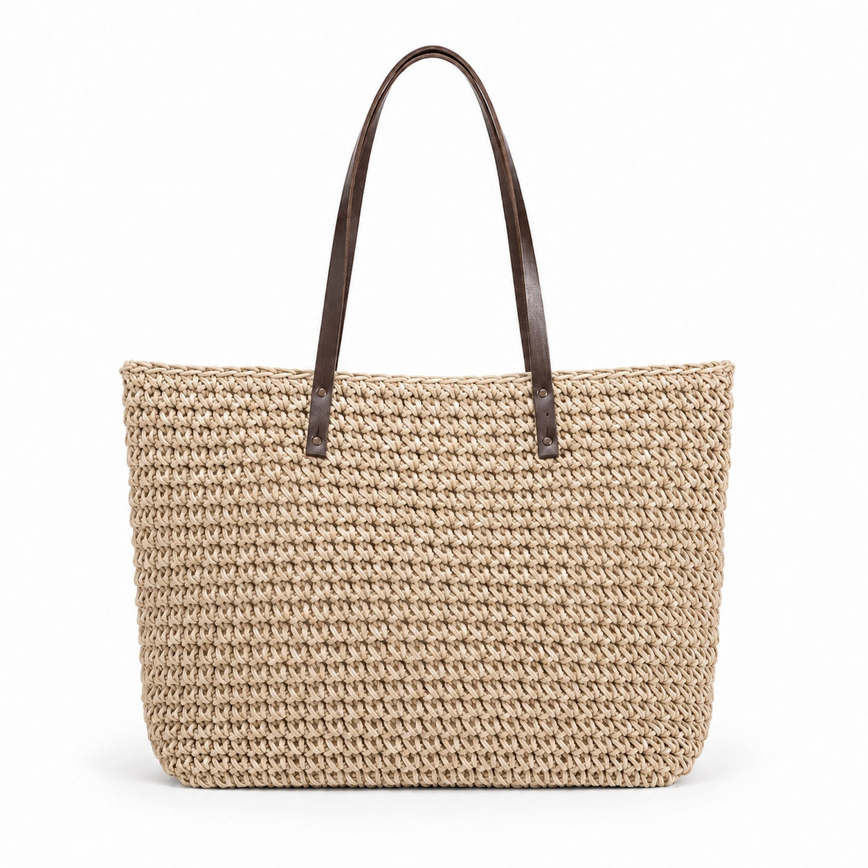 Ulcinj - Woven Beach Bag in Beige, front view