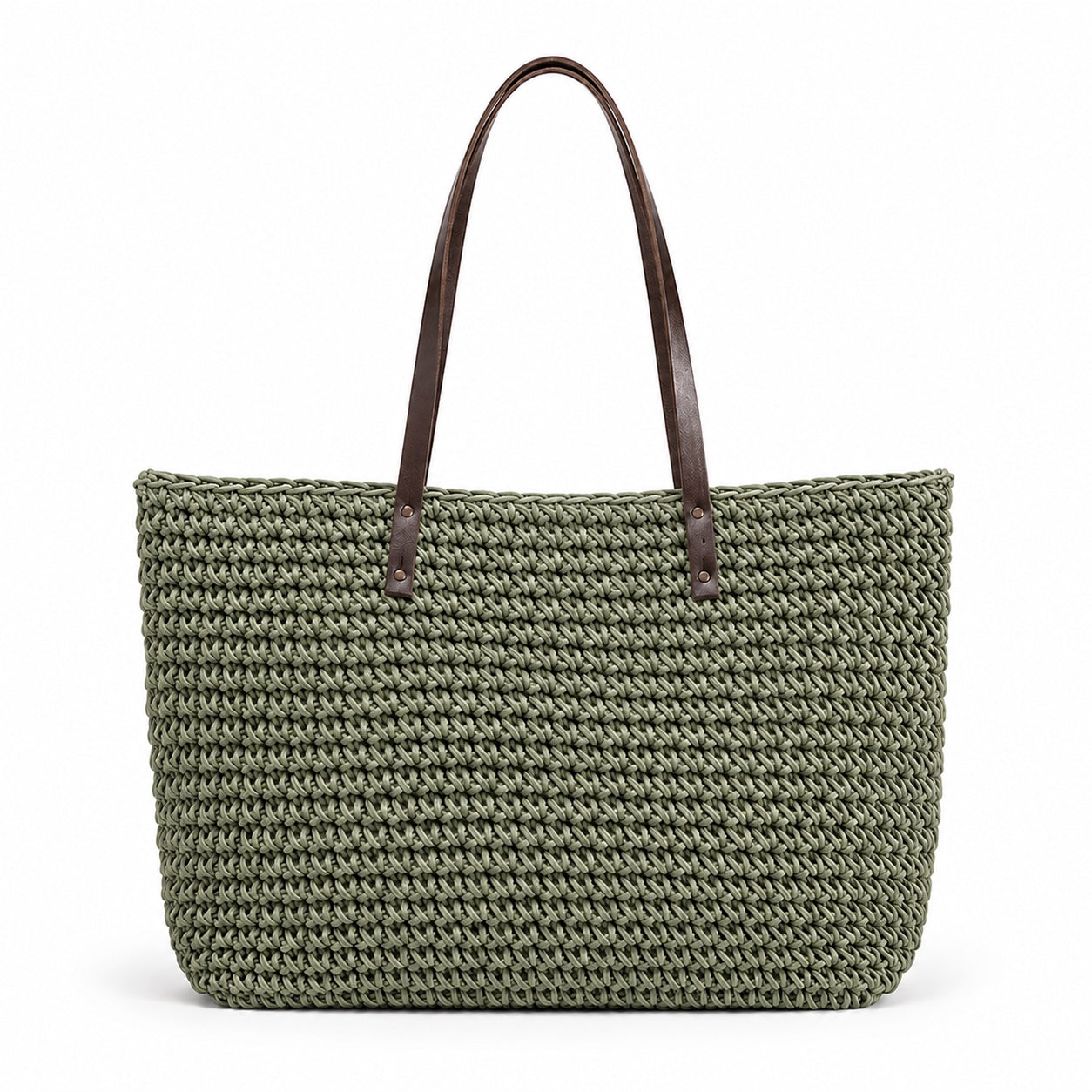 Ulcinj - Woven Beach Bag in Green, front view