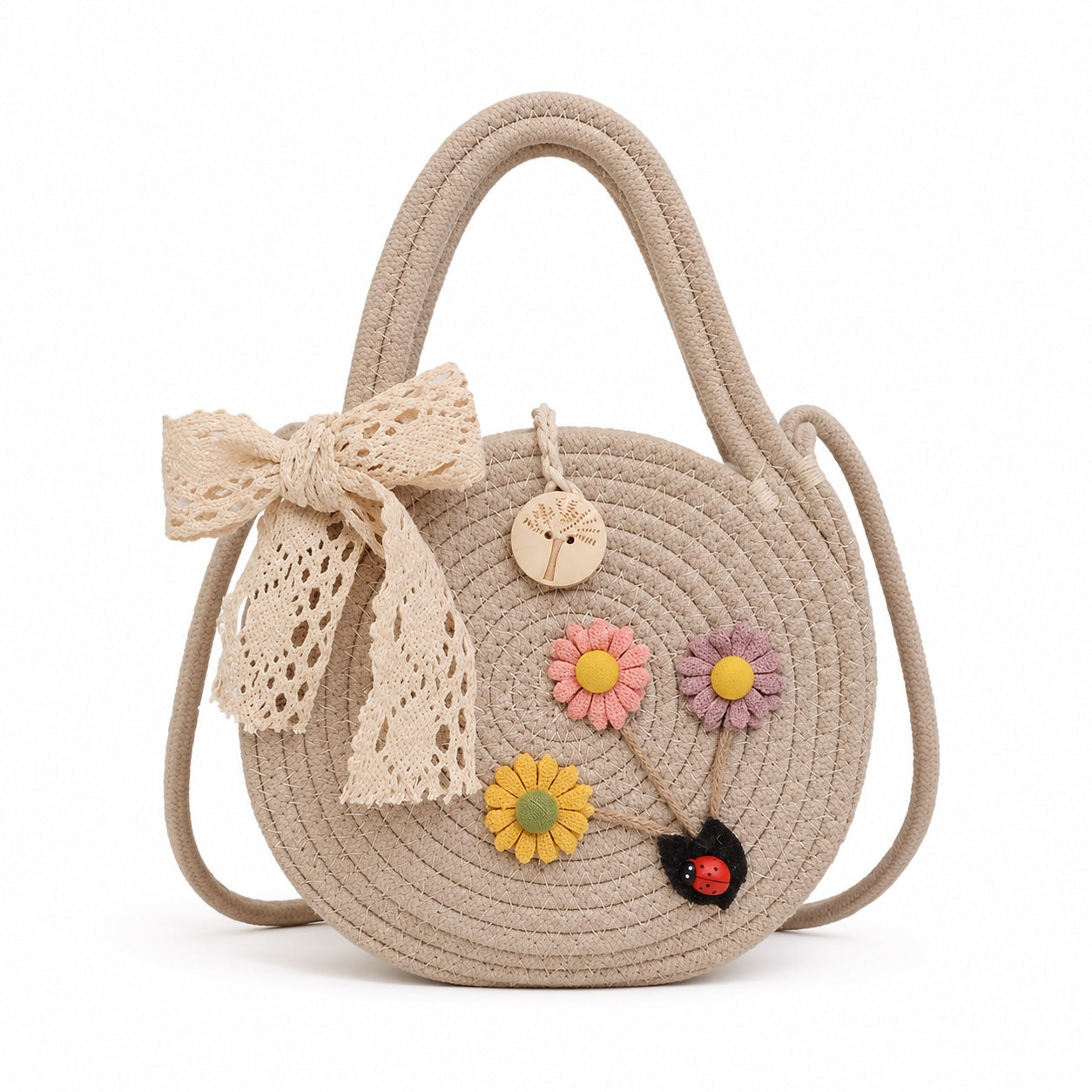 Varenna - Crochet Tote Bag in 2nd Style Gray, front view