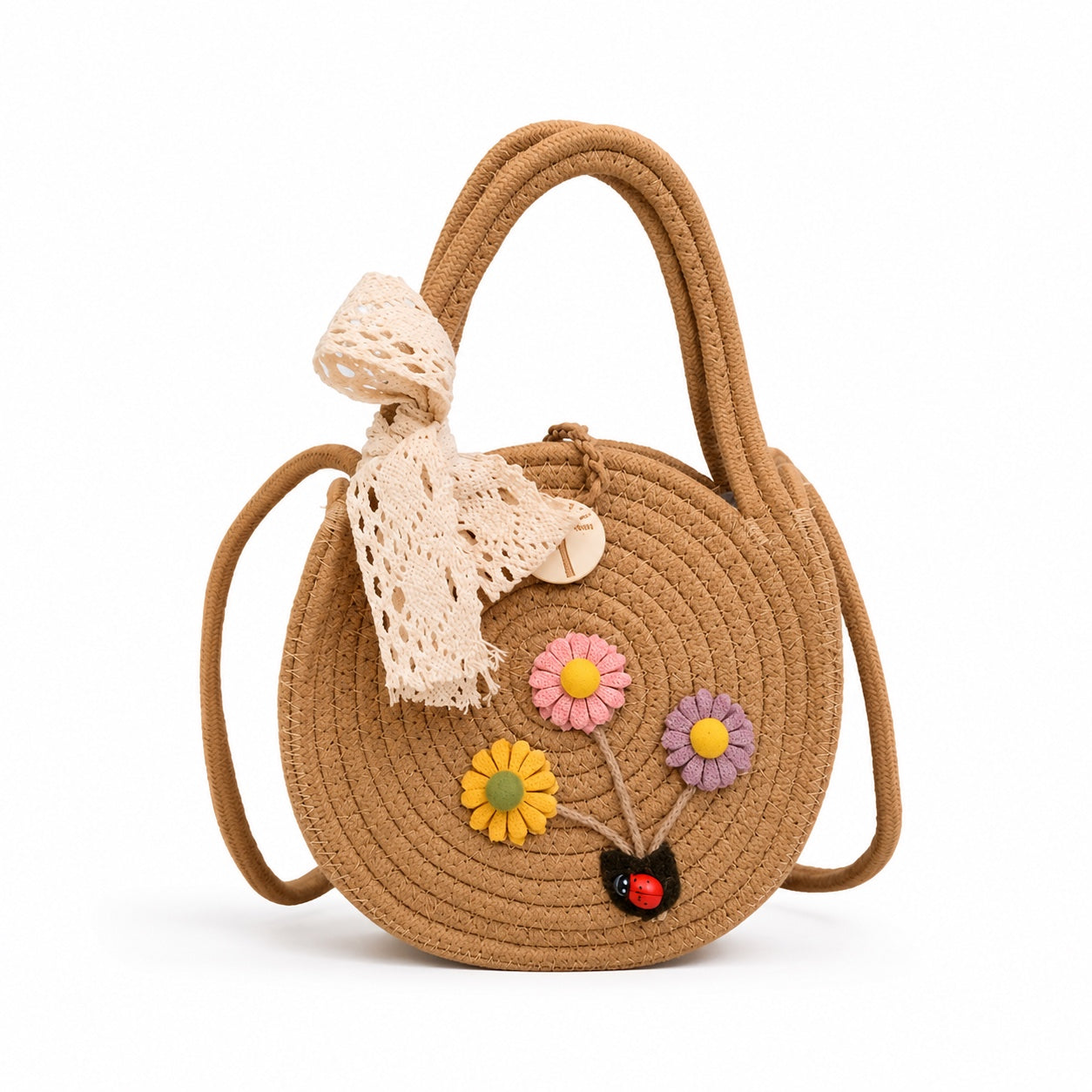 Varenna - Crochet Tote Bag in Style 2 Khaki, front view