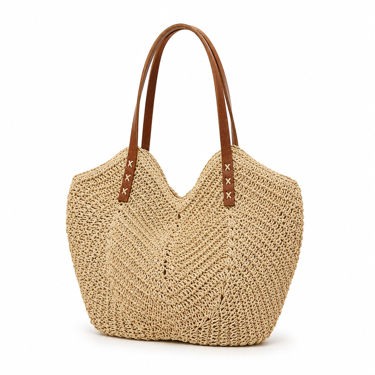 Varigotti - Rattan Tote Bag, three-quarter front view