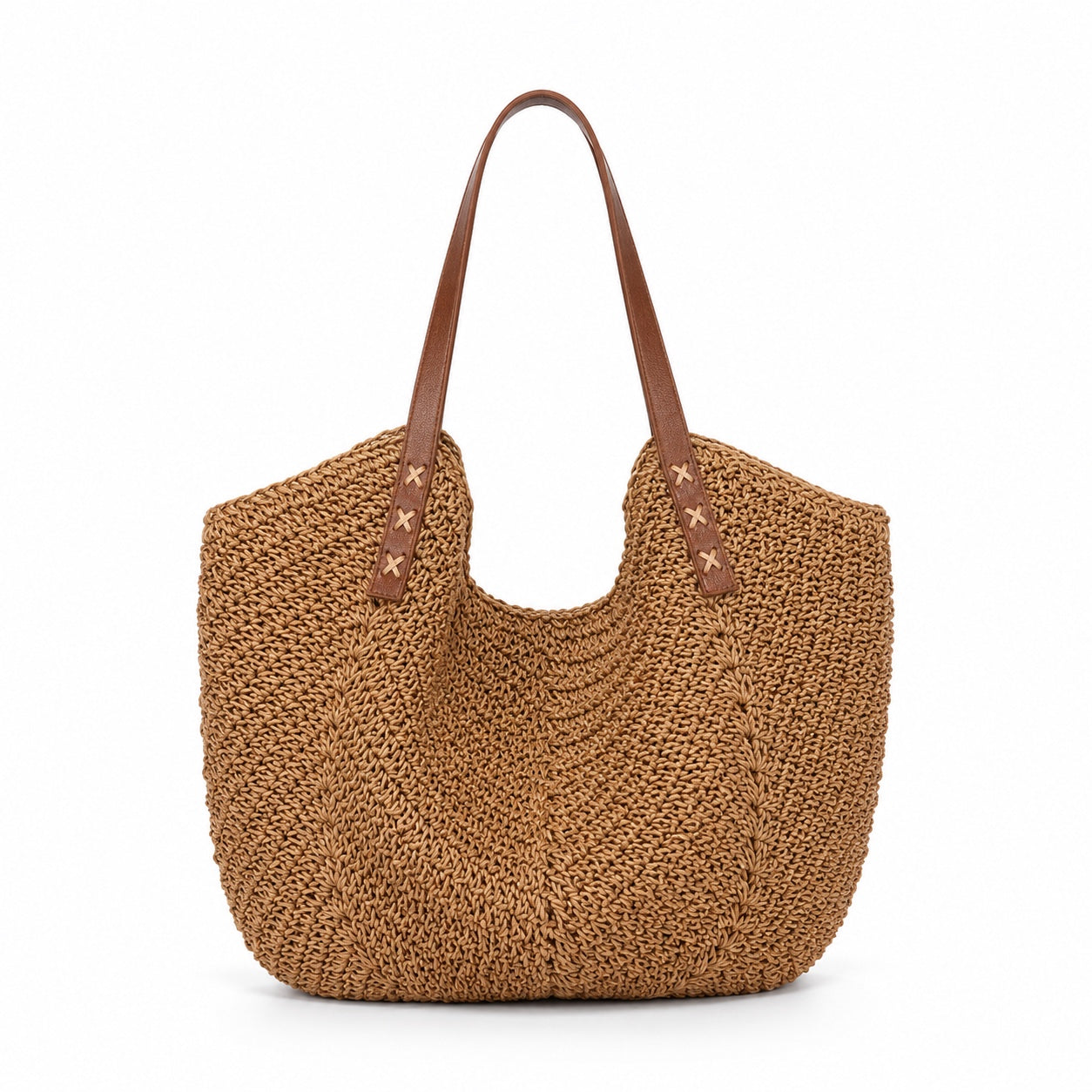 Varigotti - Rattan Tote Bag in khaki, front view