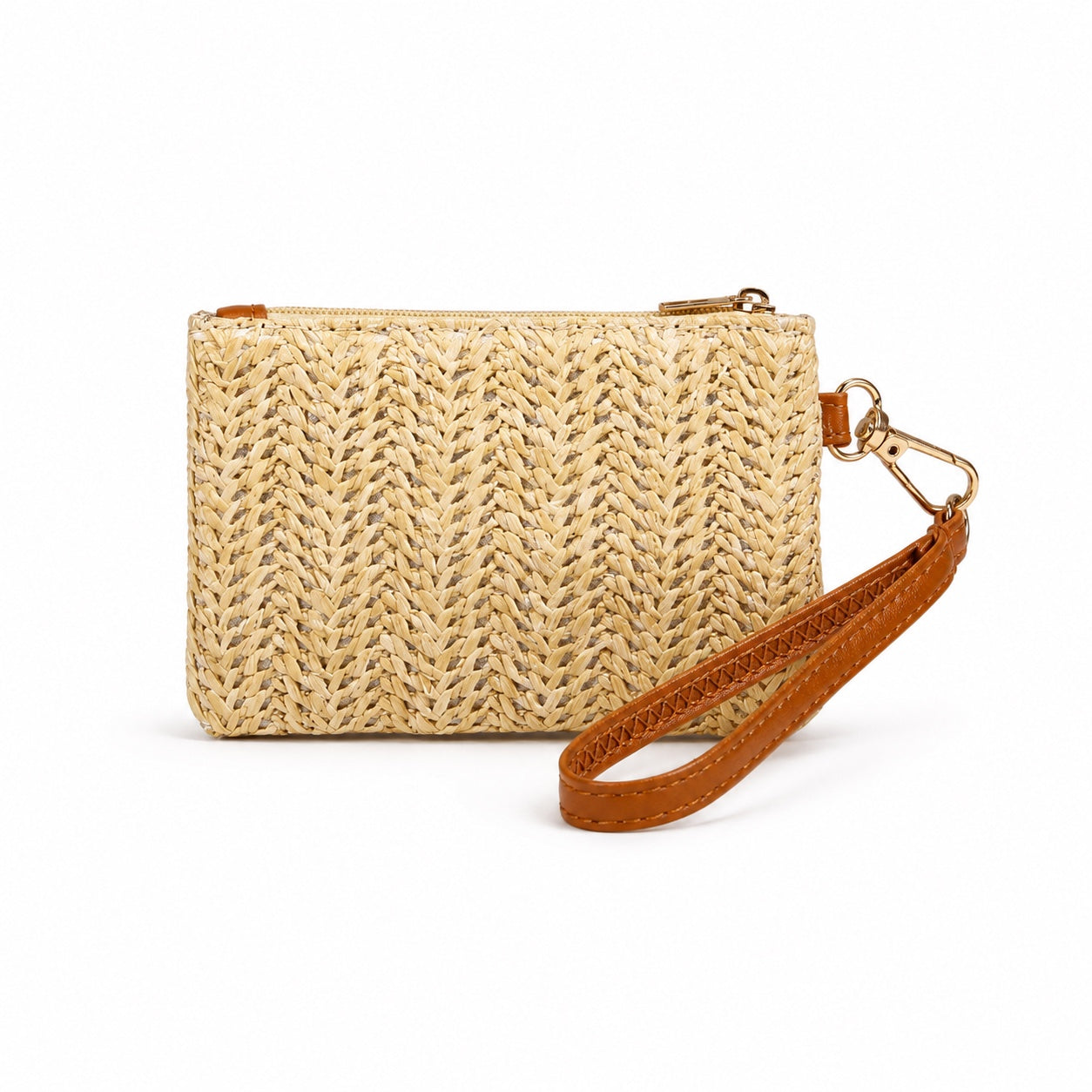 Vejer - Straw Clutch, front view on white background