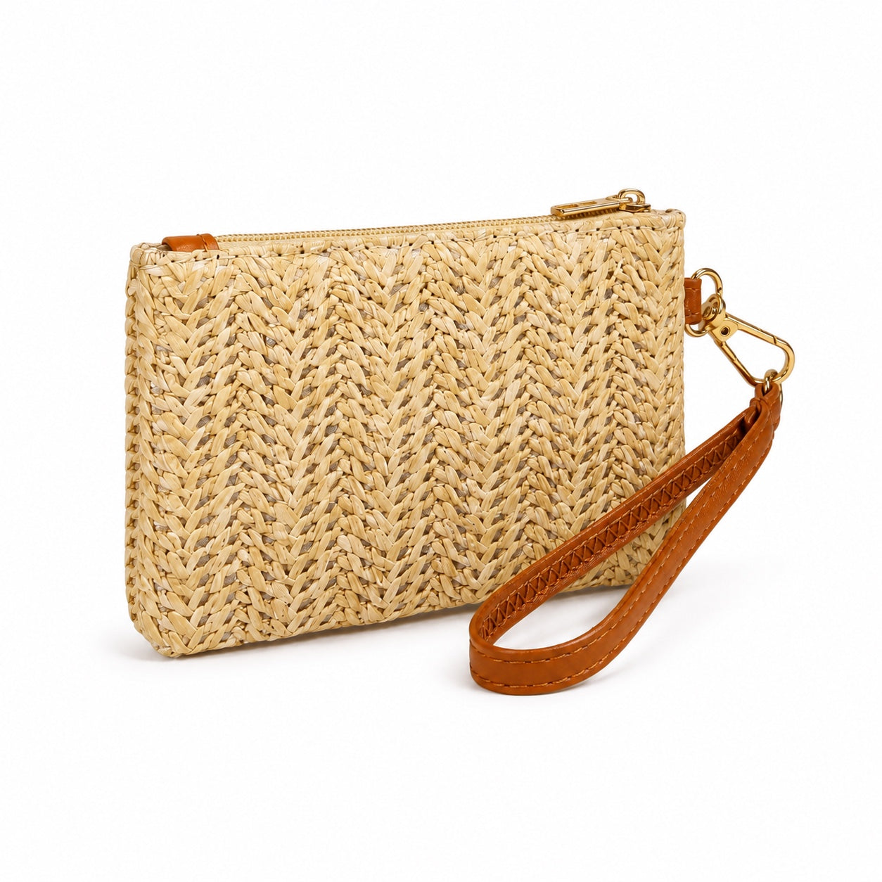 Vejer - Straw Clutch, three-quarter front view