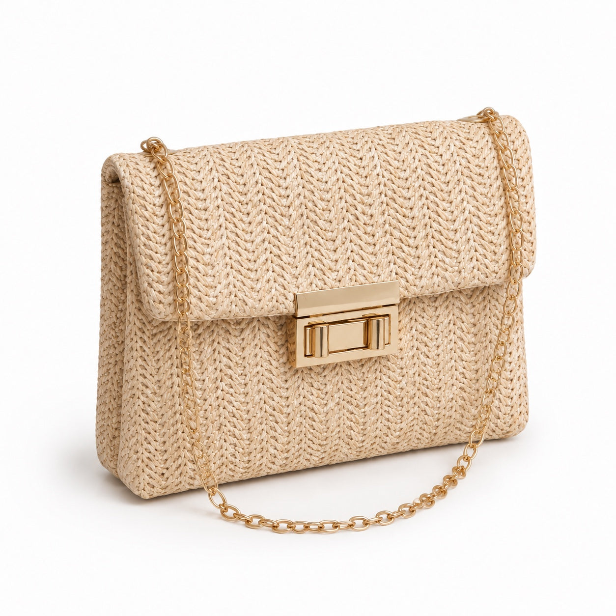 Villasimius - Straw Crossbody Bag, three-quarter front view