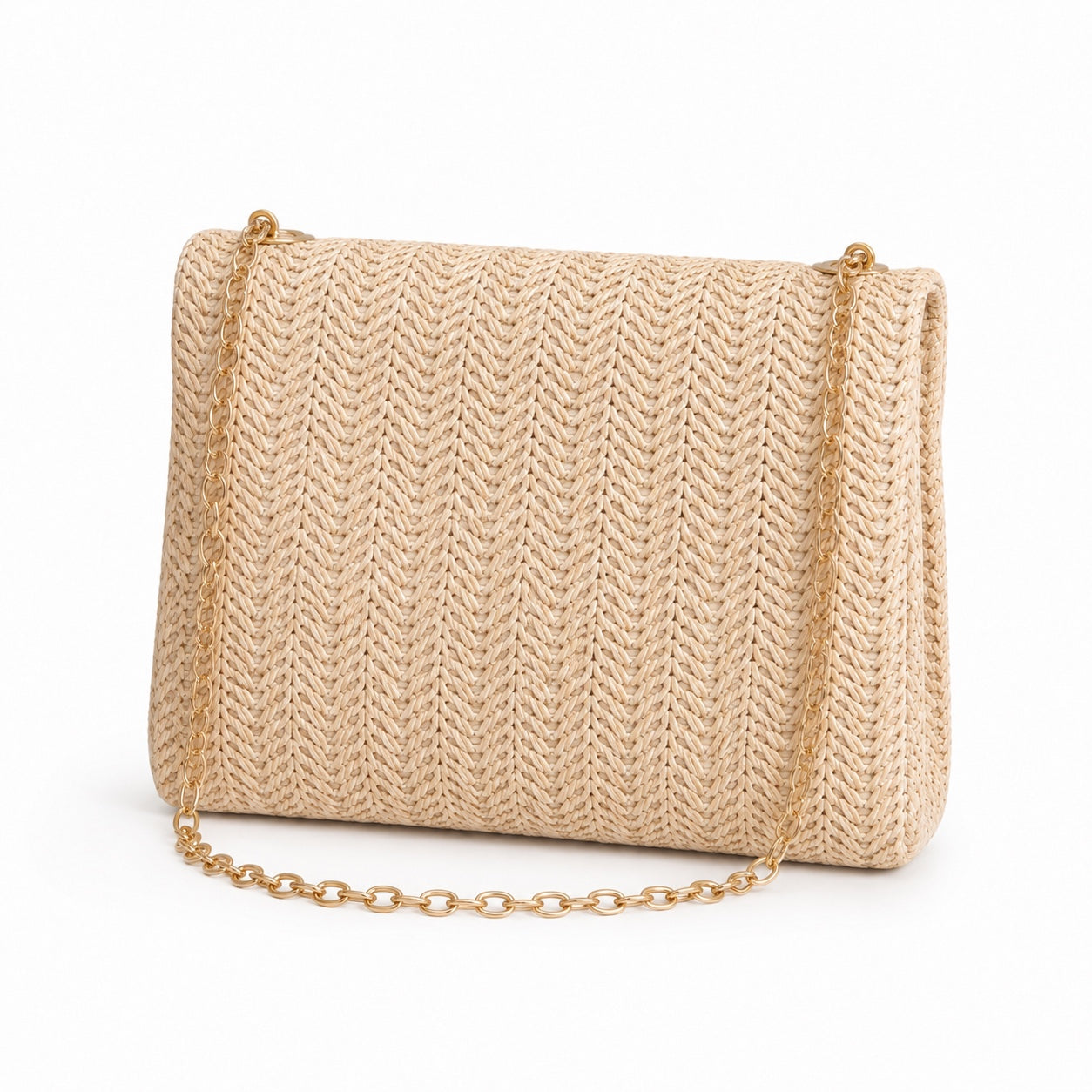 Villasimius - Straw Crossbody Bag, three-quarter back view