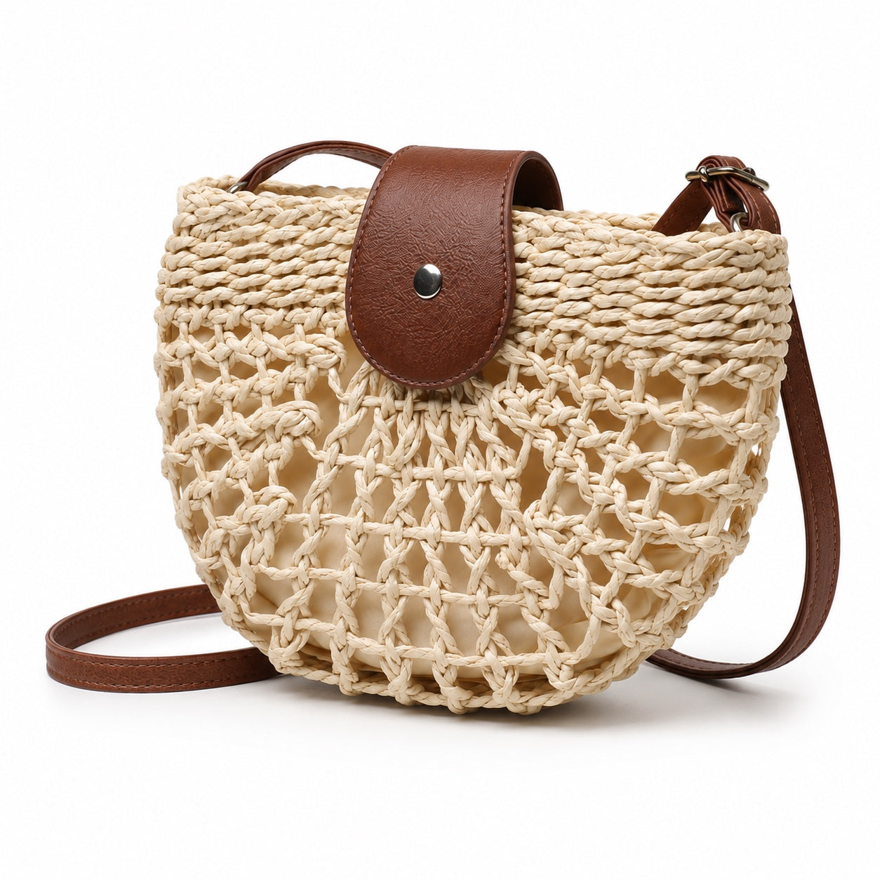 Vis - Rattan Crossbody Bag, three-quarter front view