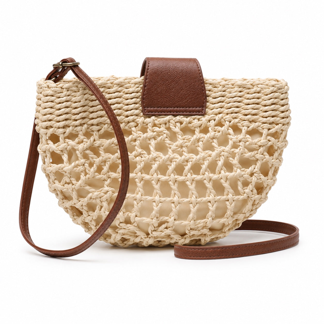 Vis - Rattan Crossbody Bag, three-quarter back view