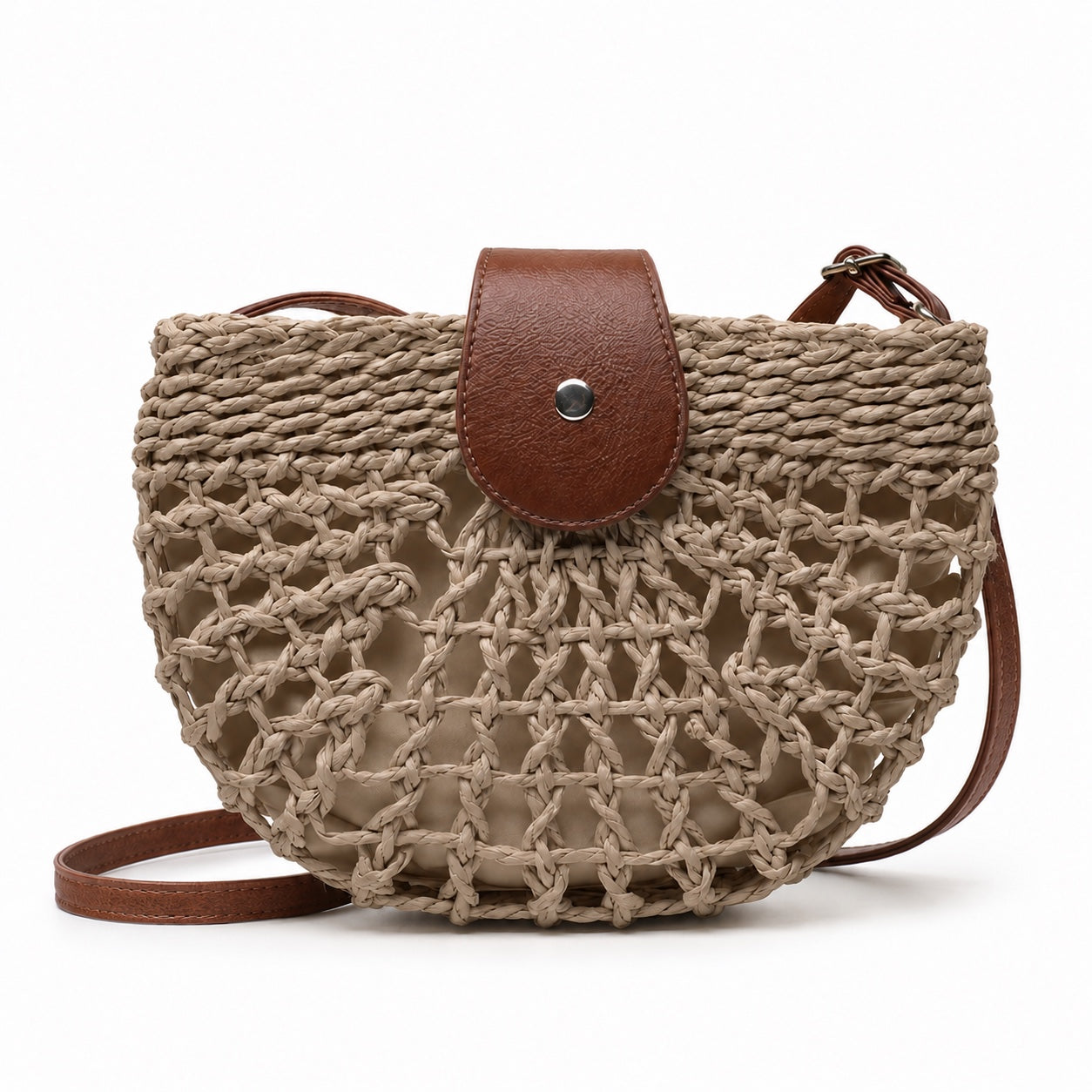 Vis - Rattan Crossbody Bag in Beige-1, front view