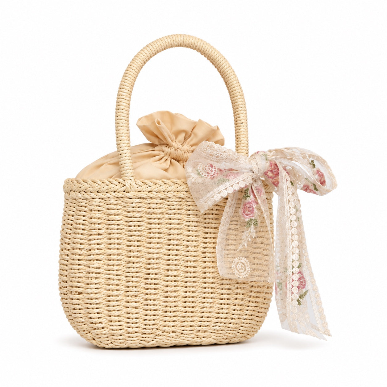 Zadar - Straw Bucket Bag, three-quarter back view